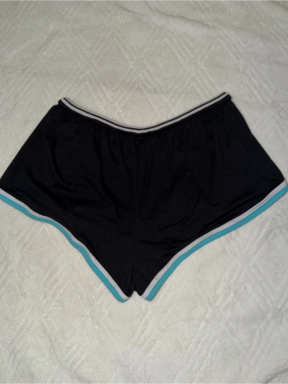 Free People Black Athletic Shorts with Teal and White Trim